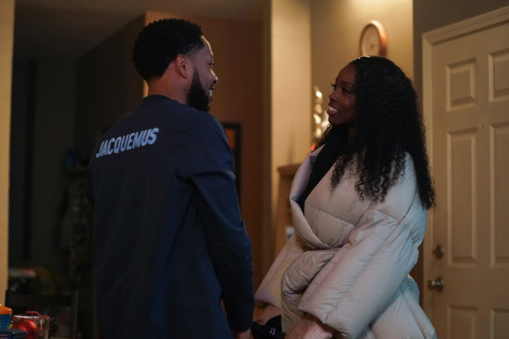 Jacob Latimore as Emmett and Birgundi Baker as Kiesha in The Chi