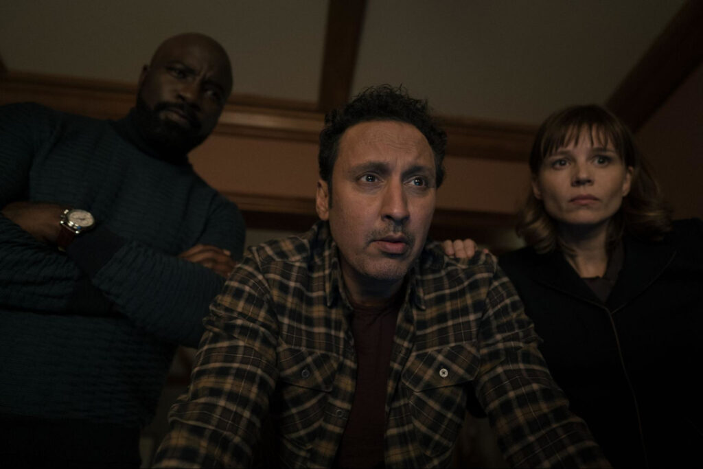 Katja Herbers, Mike Colter, and Aasif Mandvi in Evil