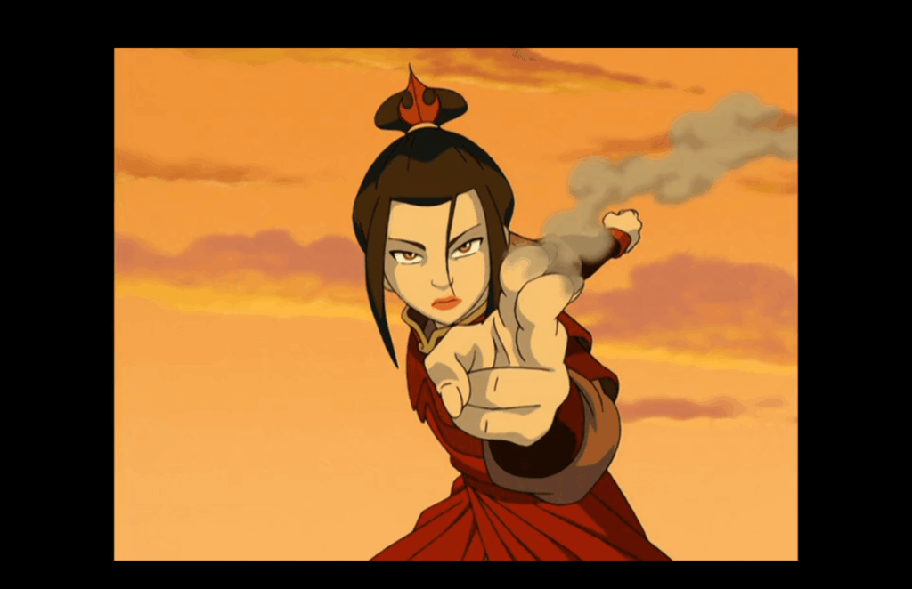 Fire Nation villains,
Azula voiced by Grey Griffin in Avatar: The Last Airbender