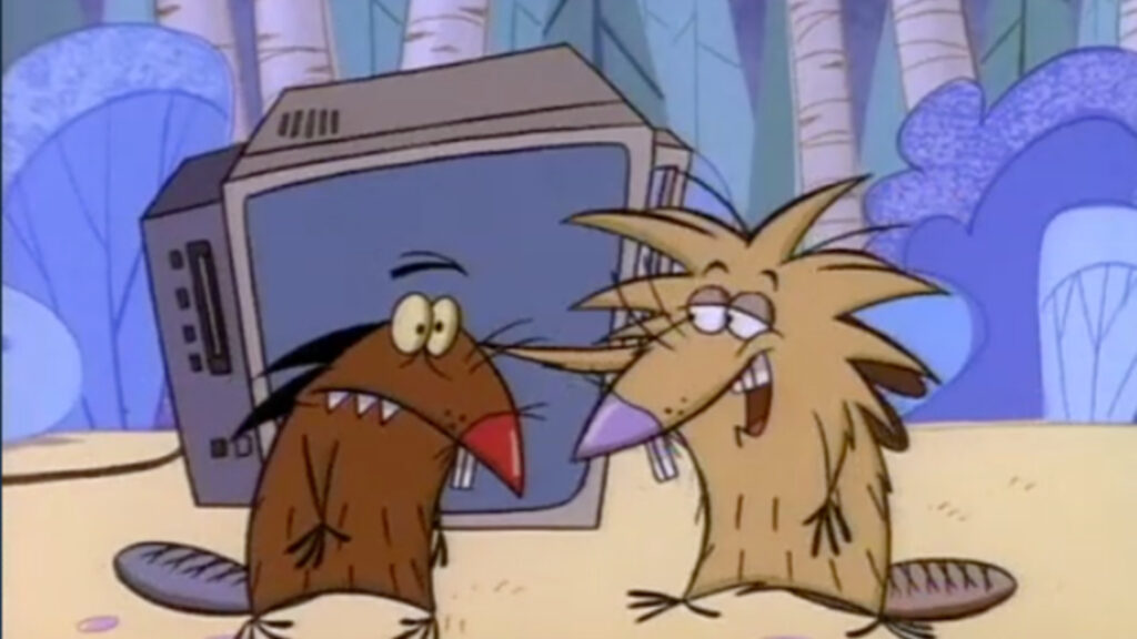 Animated characters, Daggett Beaver & Norbert Fostr Beaver, in The Angry Beavers