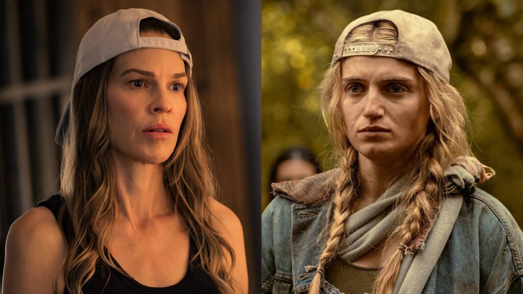Hilary Swank and Jenna Burgess as Melissa in Yellowjackets on Paramount+