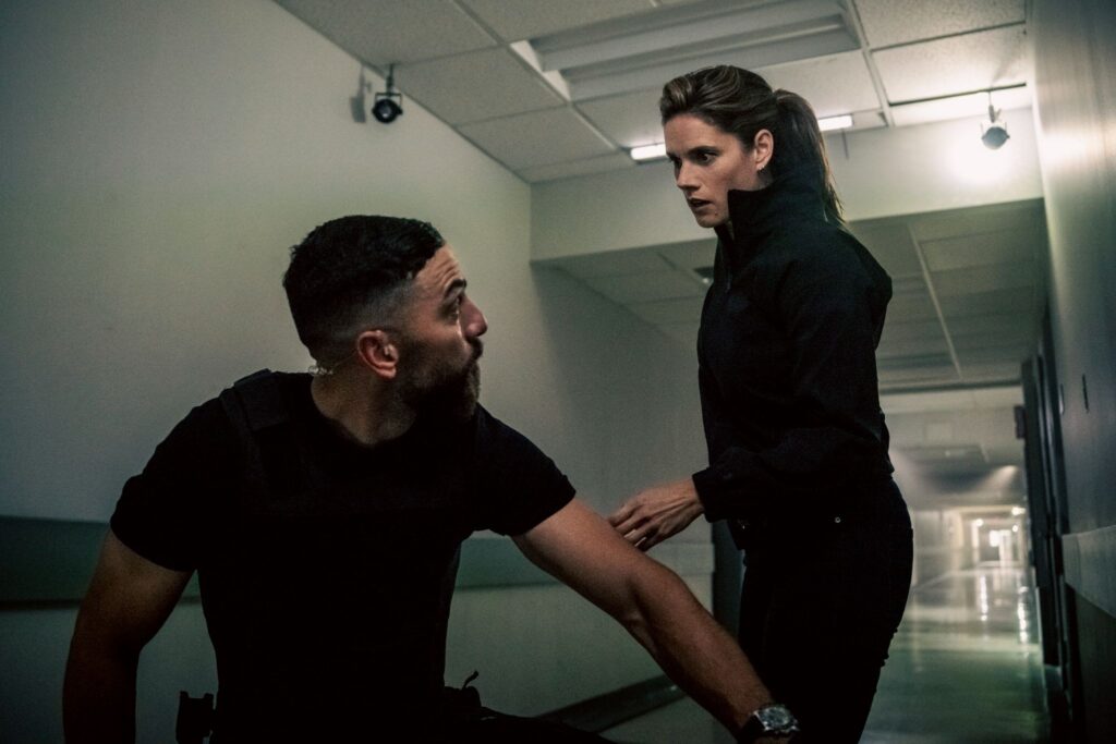Missy Peregrym as Maggie Bell and Zeeko Zaki as Omar Adom “OA” Zidan in FBI on CBS