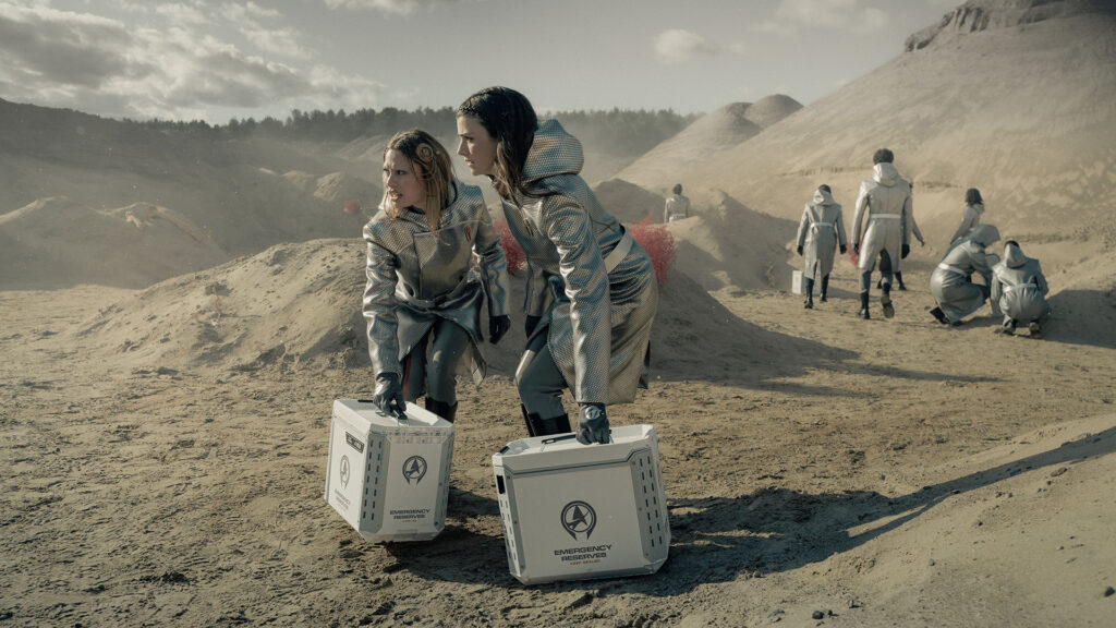 Bella Shepard as Genesis and Zoë Steiner as Tarima in Star Trek: Starfleet Academy Season 2