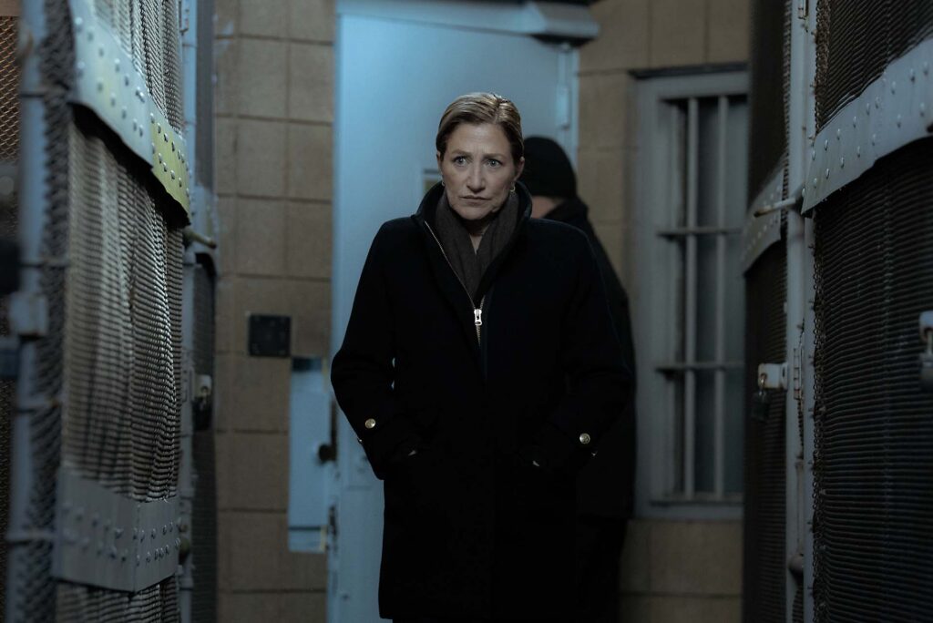 Edie Falco as Nina Hobbs in Mayor of Kingstown season 5, streaming on Paramount+, 2027. Credit: Jeremy Parsons/Paramount+